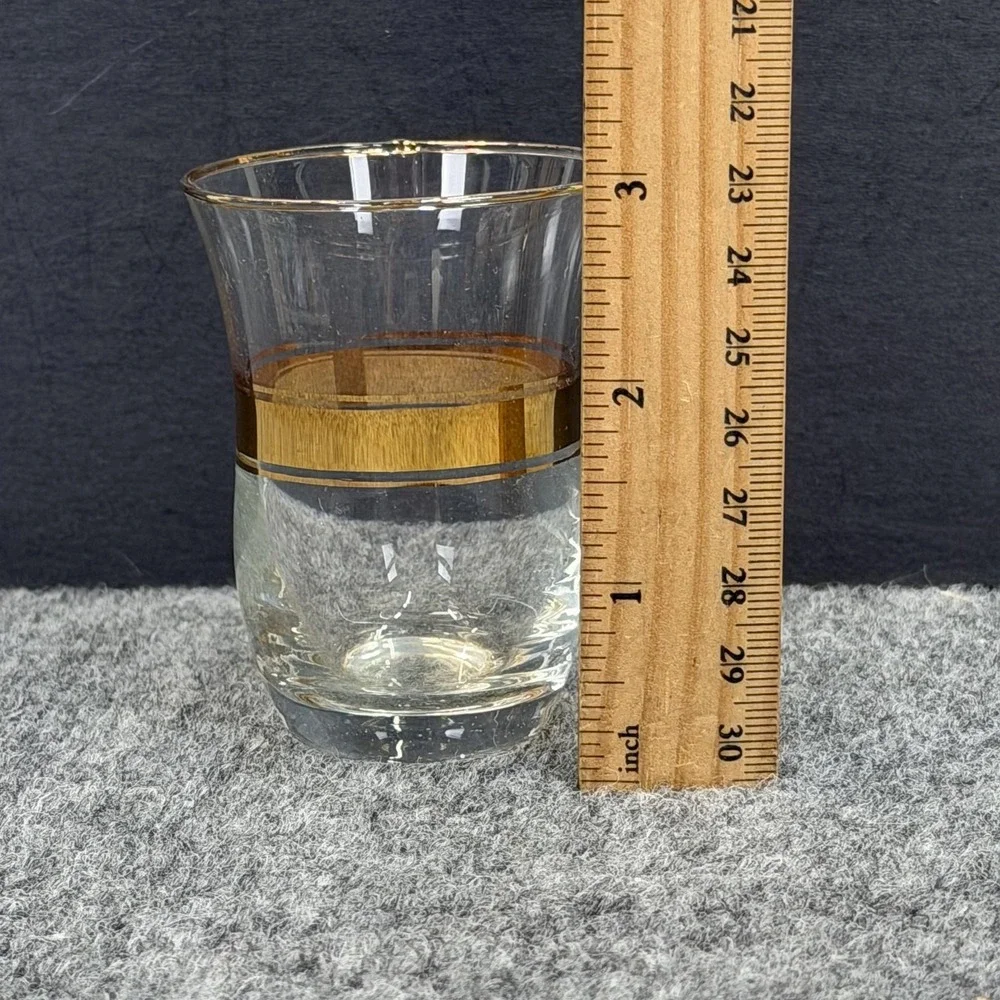 VTG Turkish Tea Glasses SET OF 8 Gold Band Rimmed Cordial Retro MCM Barware
